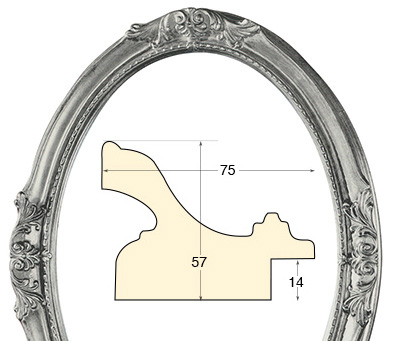 Cornice ovale decorata cm 60x80 finitura argento