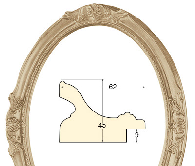 Cornice ovale decorata cm 40x50 grezza