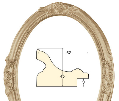Cornice ovale decorata cm 40x50 finitura grezza