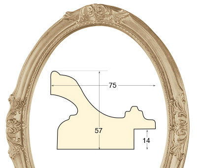 Cornice ovale decorata cm 60x80 grezza