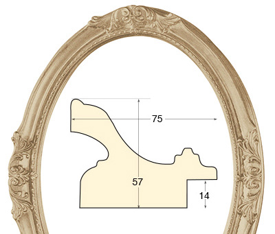 Cornice ovale decorata cm 60x80 finitura grezza
