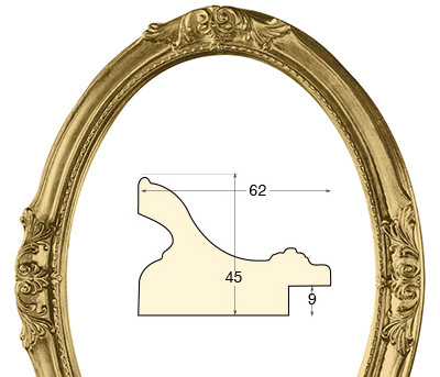 Cornice ovale decorata cm 40x50 finitura oro