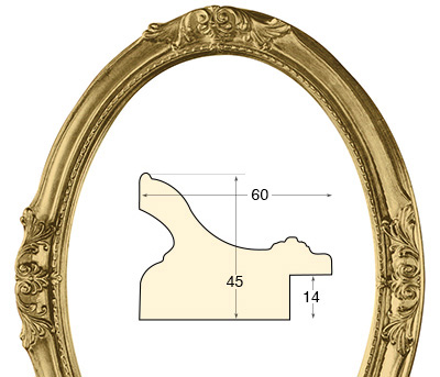 Cornice ovale decorata cm 50x70 finitura oro