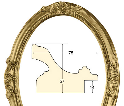 Cornice ovale decorata cm 60x80 finitura oro