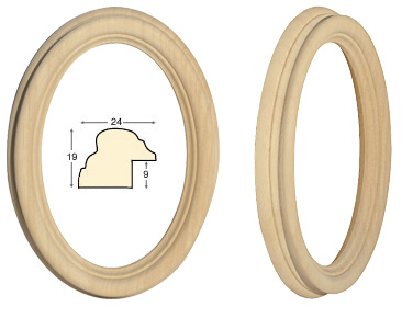 Cornice ovale in legno grezzo cm 9x12