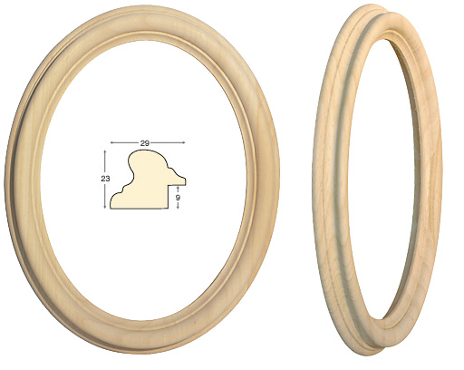 Cornice ovale in legno grezzo cm 13x18