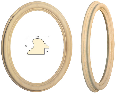 Cornice ovale in legno grezzo cm 20x25