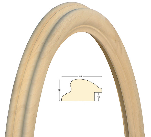 Cornice ovale in legno grezzo cm 50x60