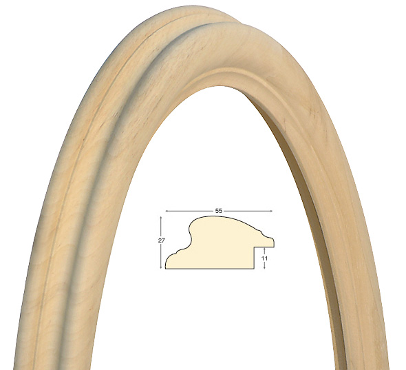 Cornice ovale in legno grezzo cm 60x80