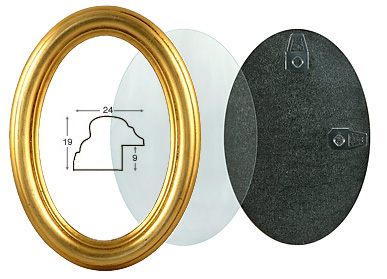Cornice ovale oro con vetro e schienale 7x9