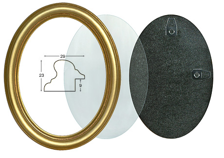 Cornice ovale oro con vetro e schienale 13x18