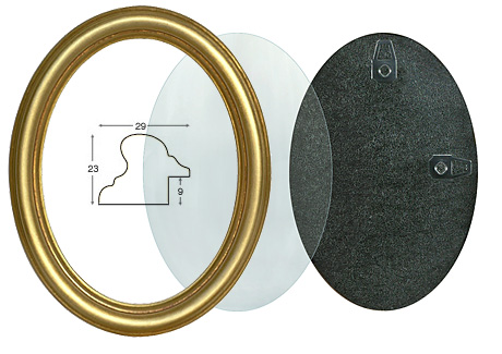 Cornice ovale oro con vetro e schienale cm 13x18