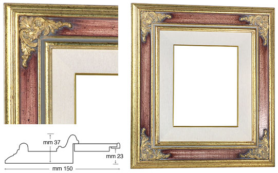 Cornice Veneziana gola rossa cm 24x30 con passepartout