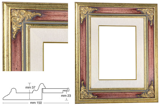 Cornice Veneziana gola rossa cm 25x35 con passepartout