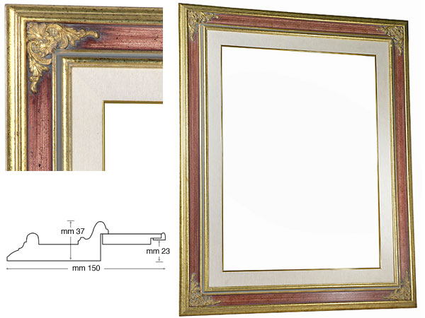 Cornice Veneziana gola rossa cm 60x80 con passepartout