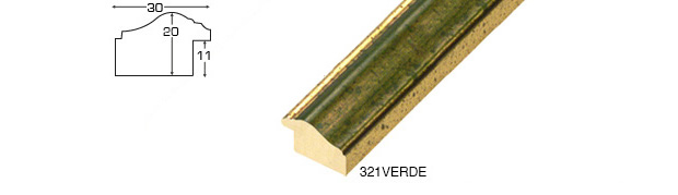 Asta ayous larg. mm 30 - finitura in oro con fascia verde