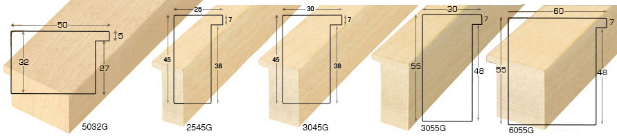 Asta in ayous grezza - Larghezza mm 50 - Altezza mm 32