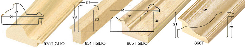 Asta grezza in tiglio - Larghezza 50mm - Altezza 25