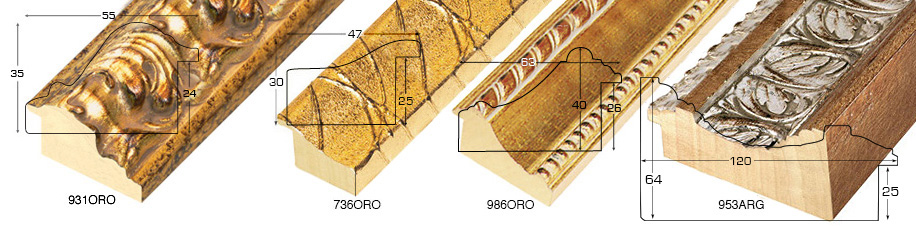 Asta ayous larg.55mm alt.35 - oro, decorazioni in rilievo