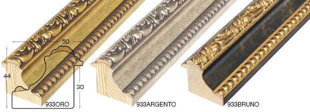 Asta abete giuntato Larg.50mm Alt.44 - Oro, decorazioni in rilievo