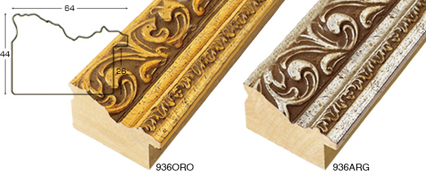 Asta ayous larg.64mm alt.44 - oro, decorazioni in rilievo