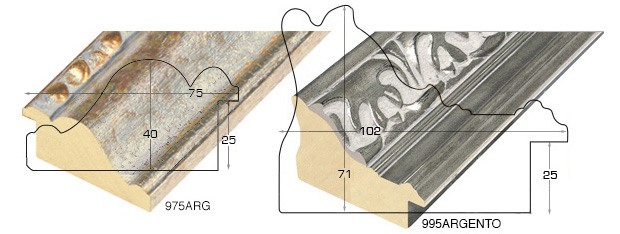 Asta jelutong, larg.102mm Alt.71 - Oro con fascia bianca