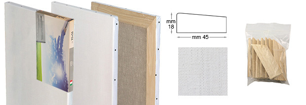 Tele in lino per pittura - gr.340 per mq - cm 18x24 Produzione Italia