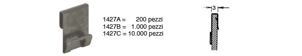 Attaccaglie brunite da incastro spessore mm 3 - Conf.200 pz