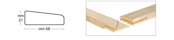Listelli abete per telai di mm 58x21 - Lunghezza cm 25
