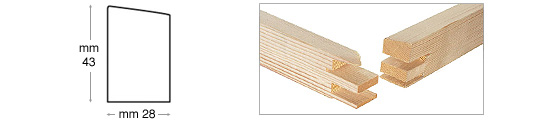 Listelli abete per telai di mm 28x43 - Lunghezza cm 40