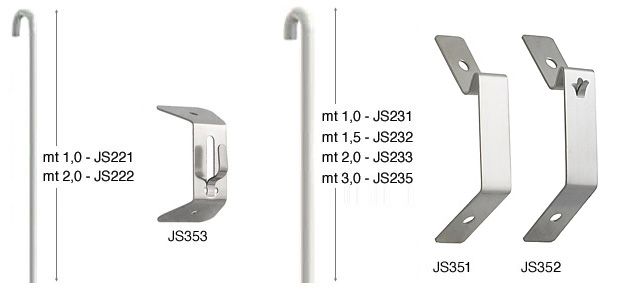 Asse verticale bianco in acciaio diam.2mm - peso max 20kg - mt 1