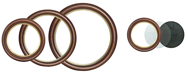 Cornice tonda noce filo oro, diametro cm 8