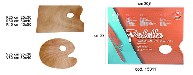 Tavolozze rettangolari in legno spessore mm 5 - cm 25x30 