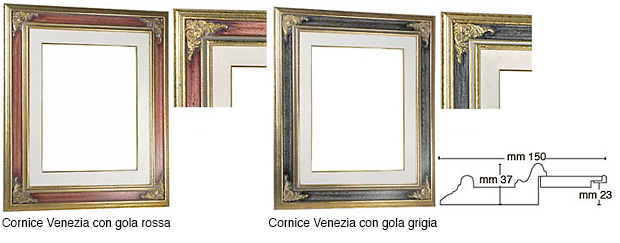 Cornice Veneziana gola rossa cm 24x30 con passepartout
