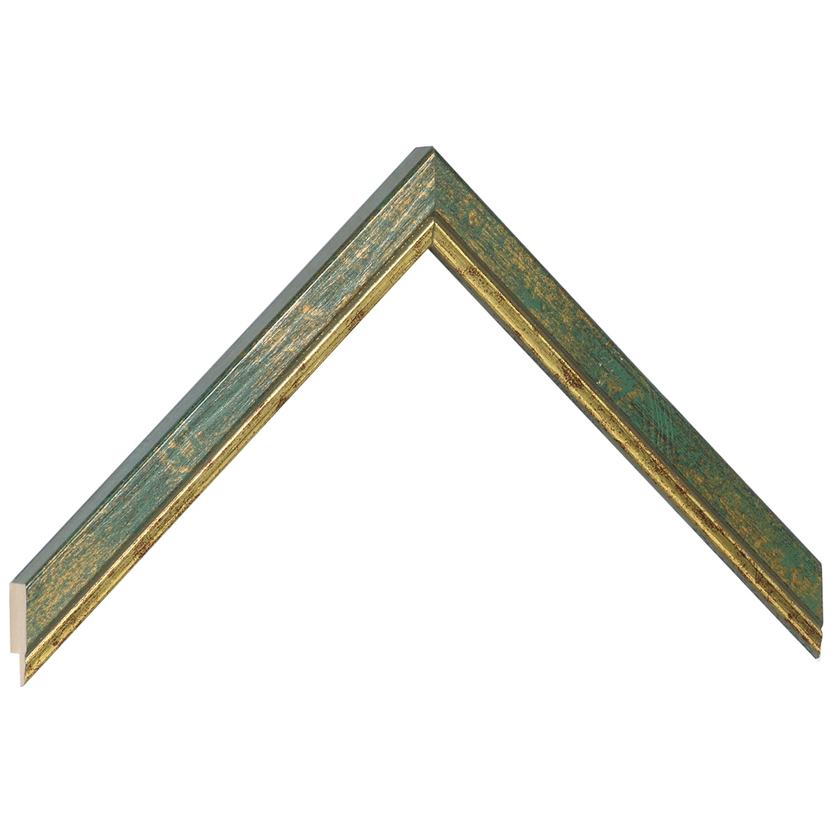 Asta pino giuntato - Larghezza 18mm Altezza 13 - Verde con filo oro - Campione