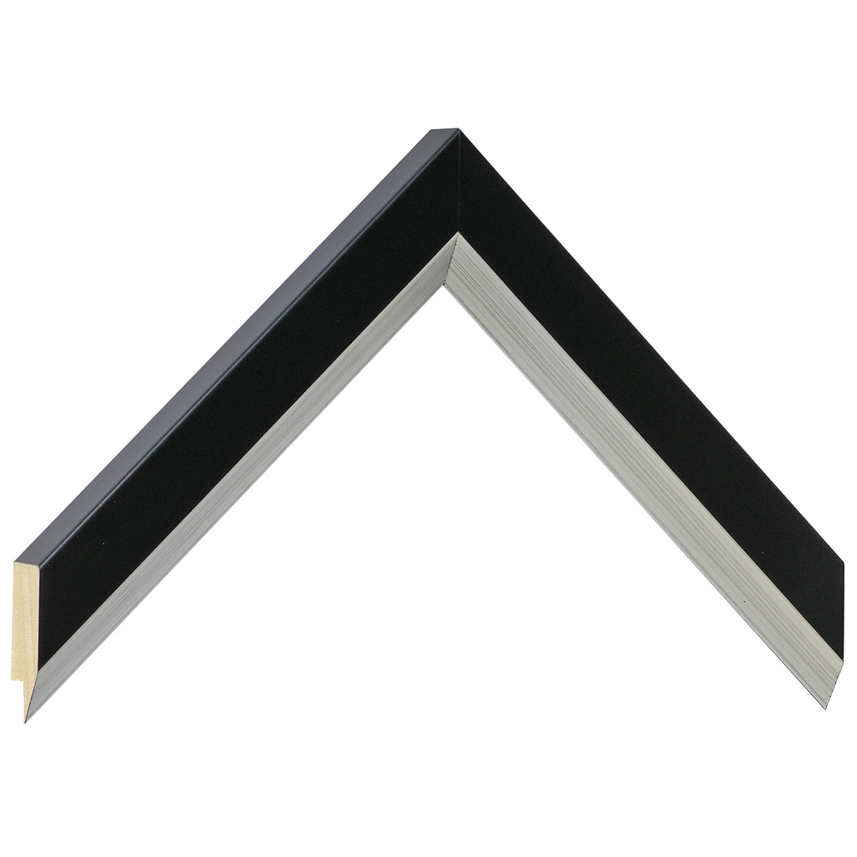 Asta in ayous - Larghezza 28mm Altezza 20 - Nero, sporgenza argento - Campione