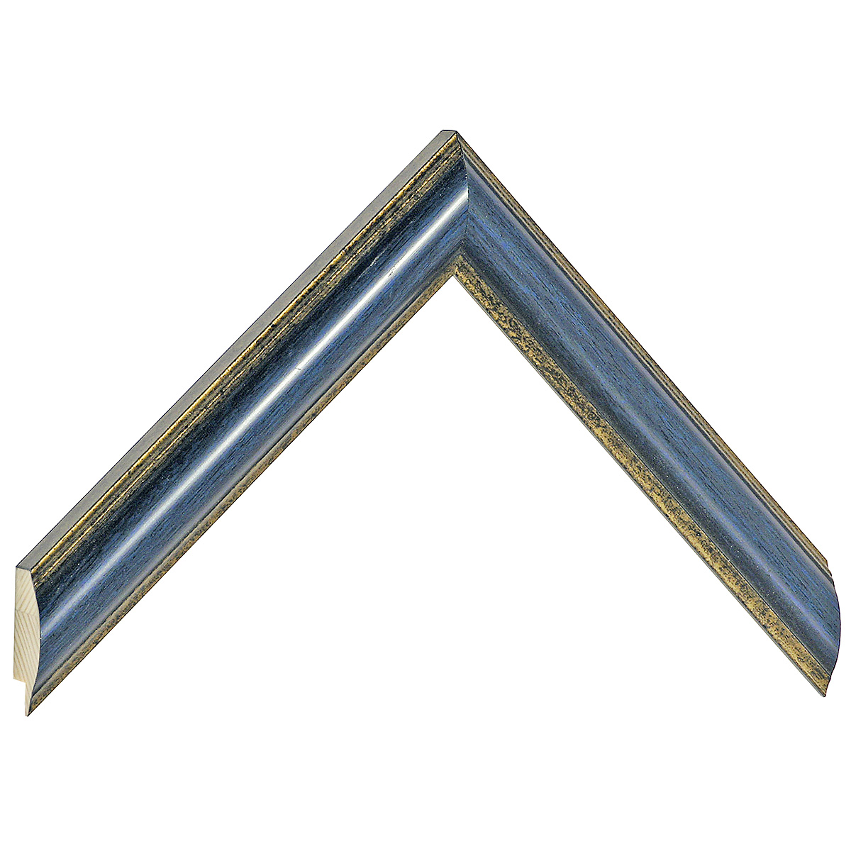 Asta pino giuntato - Larghezza 25mm Altezza 19 - Blu con filo oro - Campione