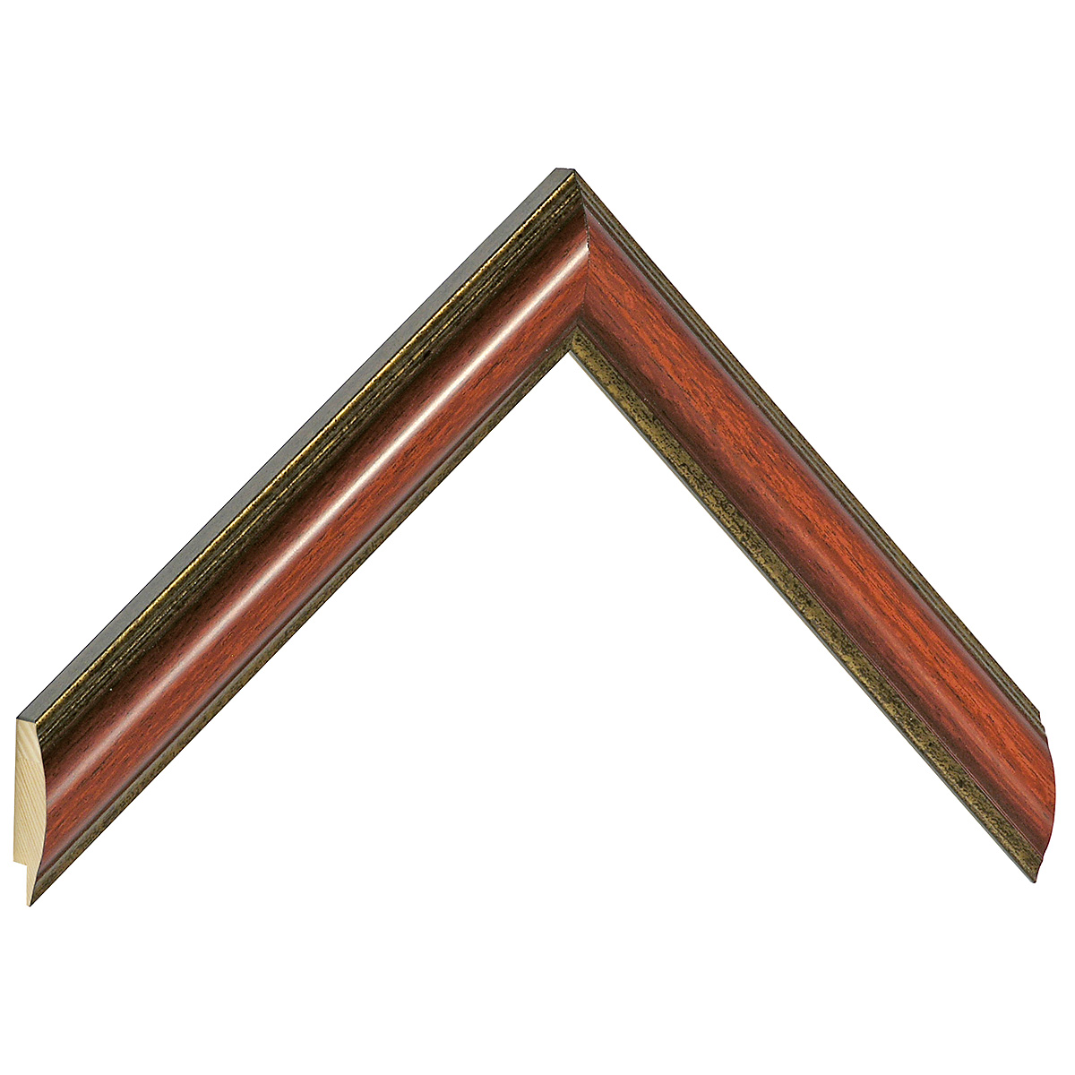 Asta pino giuntato - Larghezza 25mm Altezza 19 - Mogano con filo oro - Campione