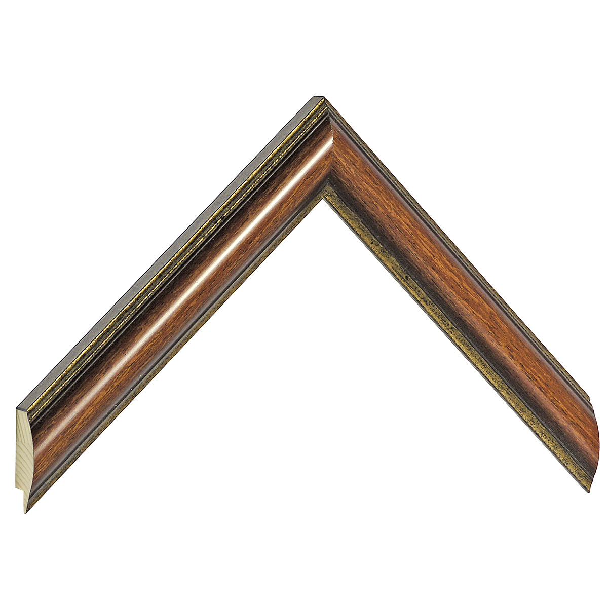 Asta pino giuntato - Larghezza 25mm Altezza 19 - Noce con filo oro - Campione