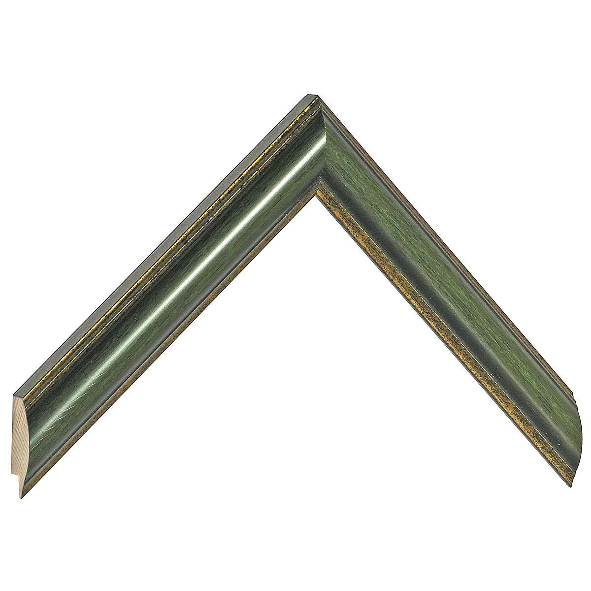 Asta pino giuntato - Larghezza 25mm Altezza 19 - Verde con filo oro - Campione