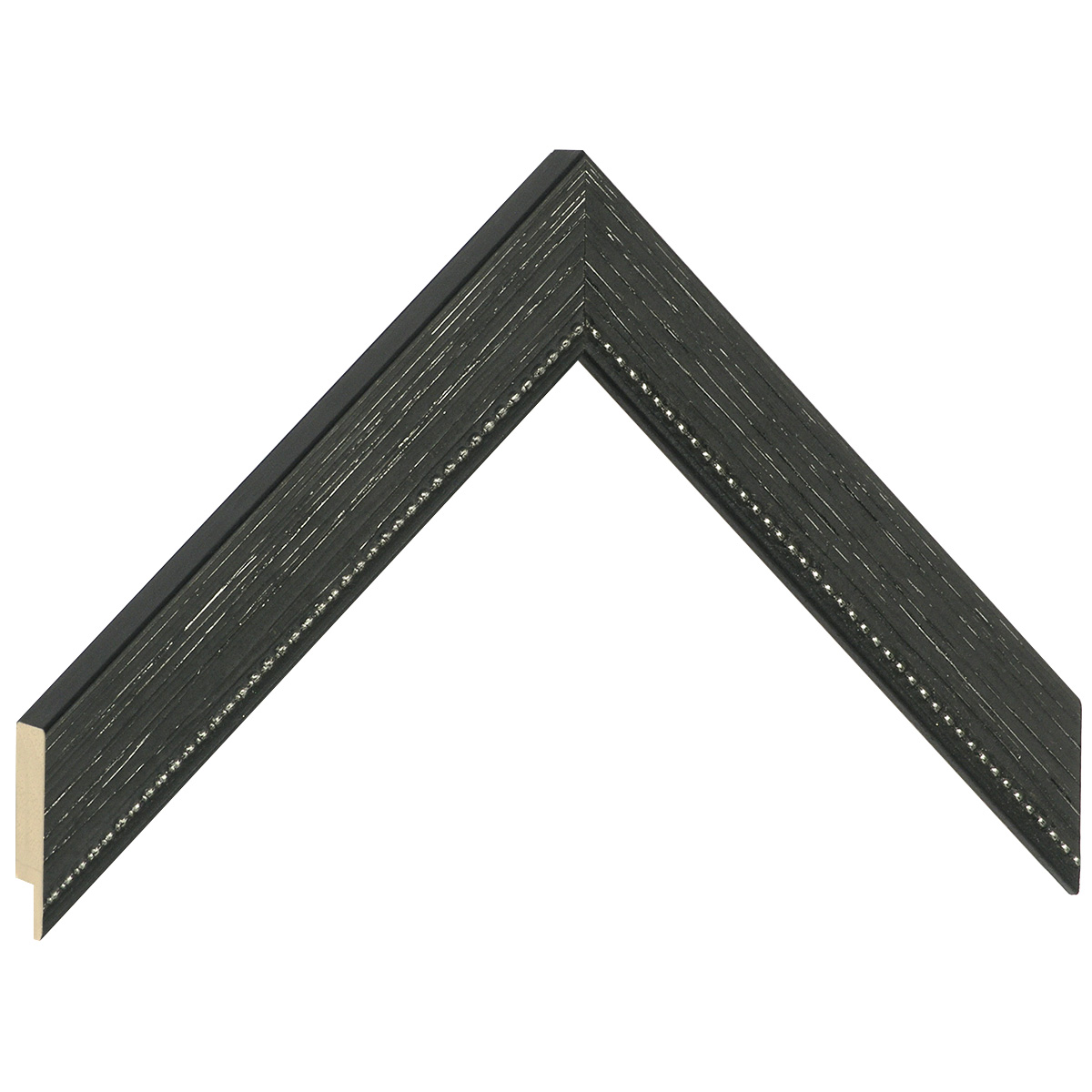 Asta pino giuntato - Larghezza 27mm Altezza 15 - Nero, filo perlato - Campione