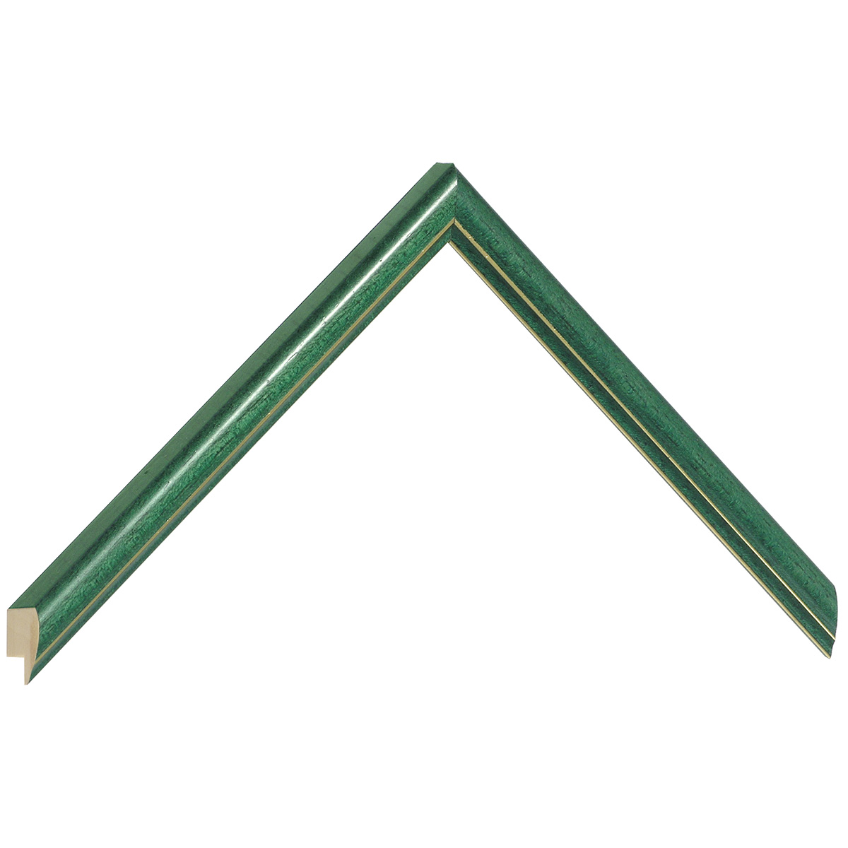 Asta in ayous giuntato larg. mm 13 - colore verde con filo argento - Campione