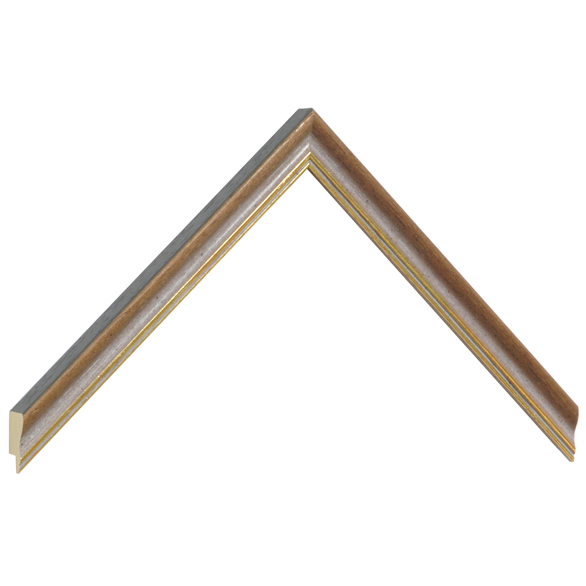 Asta in ayous - Larghezza 15mm Altezza 15 - Noce con filo oro - Campione