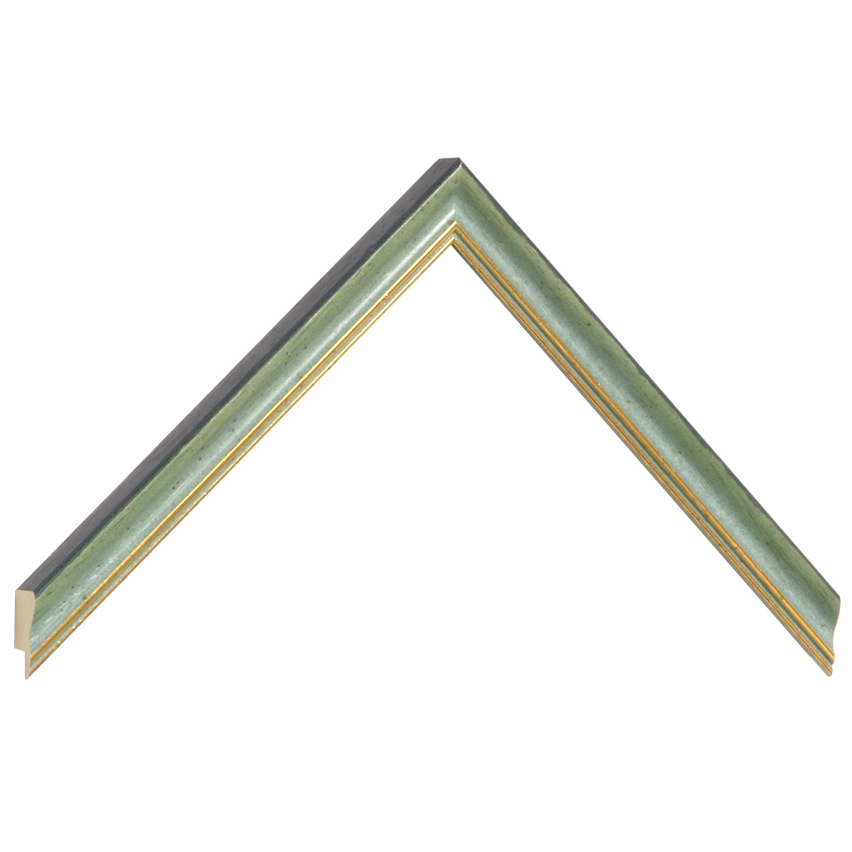 Asta in ayous - Larghezza 15mm Altezza 15 - Verde con filo oro - Campione