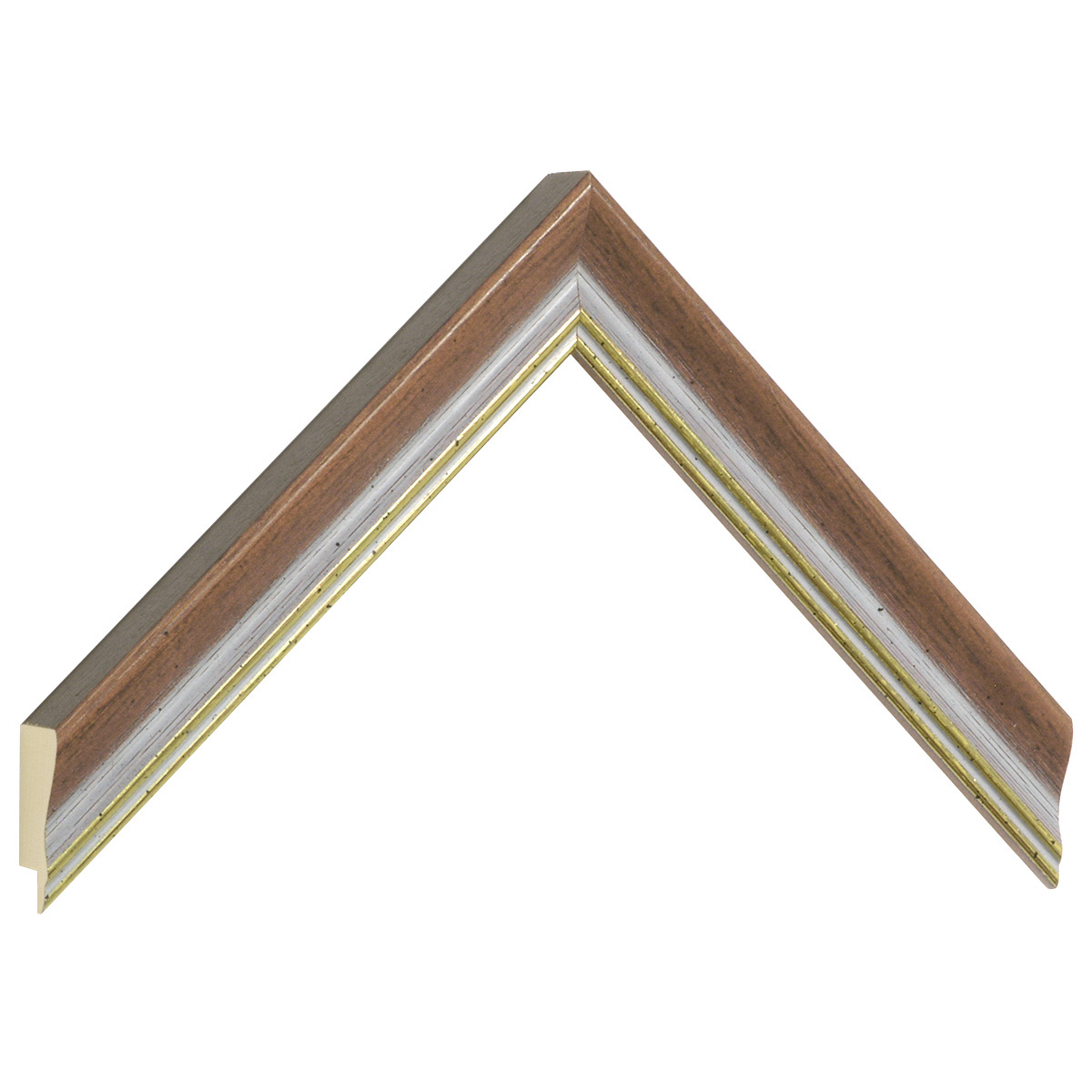 Asta pino giuntato - Larghezza 25mm Altezza 21 - Noce con filo oro - Campione