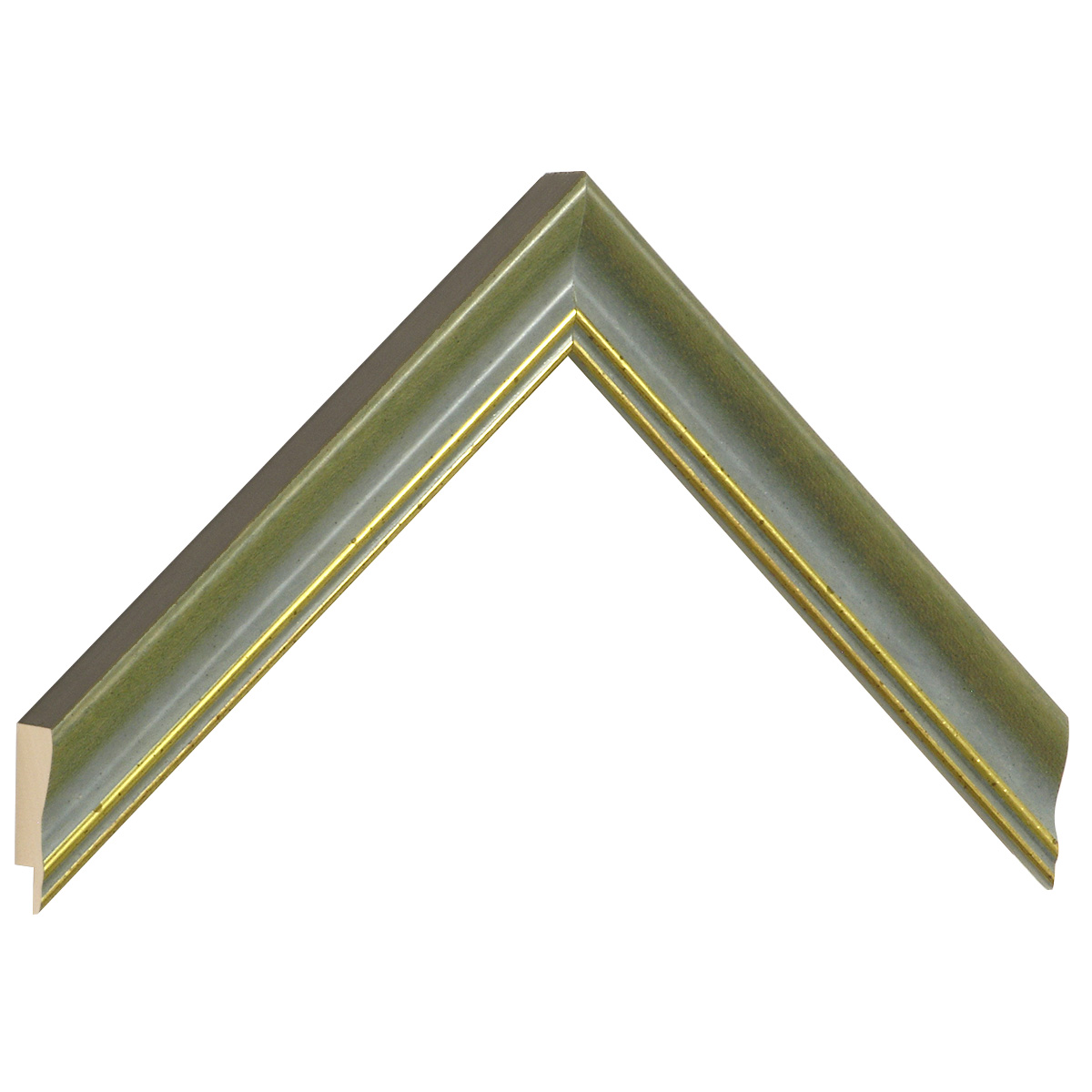 Asta pino giuntato - Larghezza 25mm Altezza 21 - Verde con filo oro - Campione