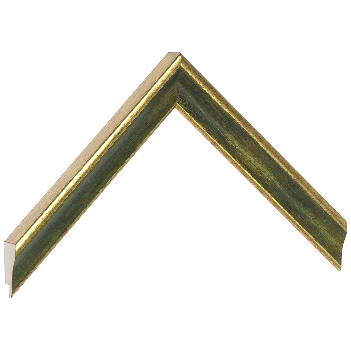 Asta pino giuntato - Larghezza 23mm Altezza 22 - Oro con gola verde - Campione