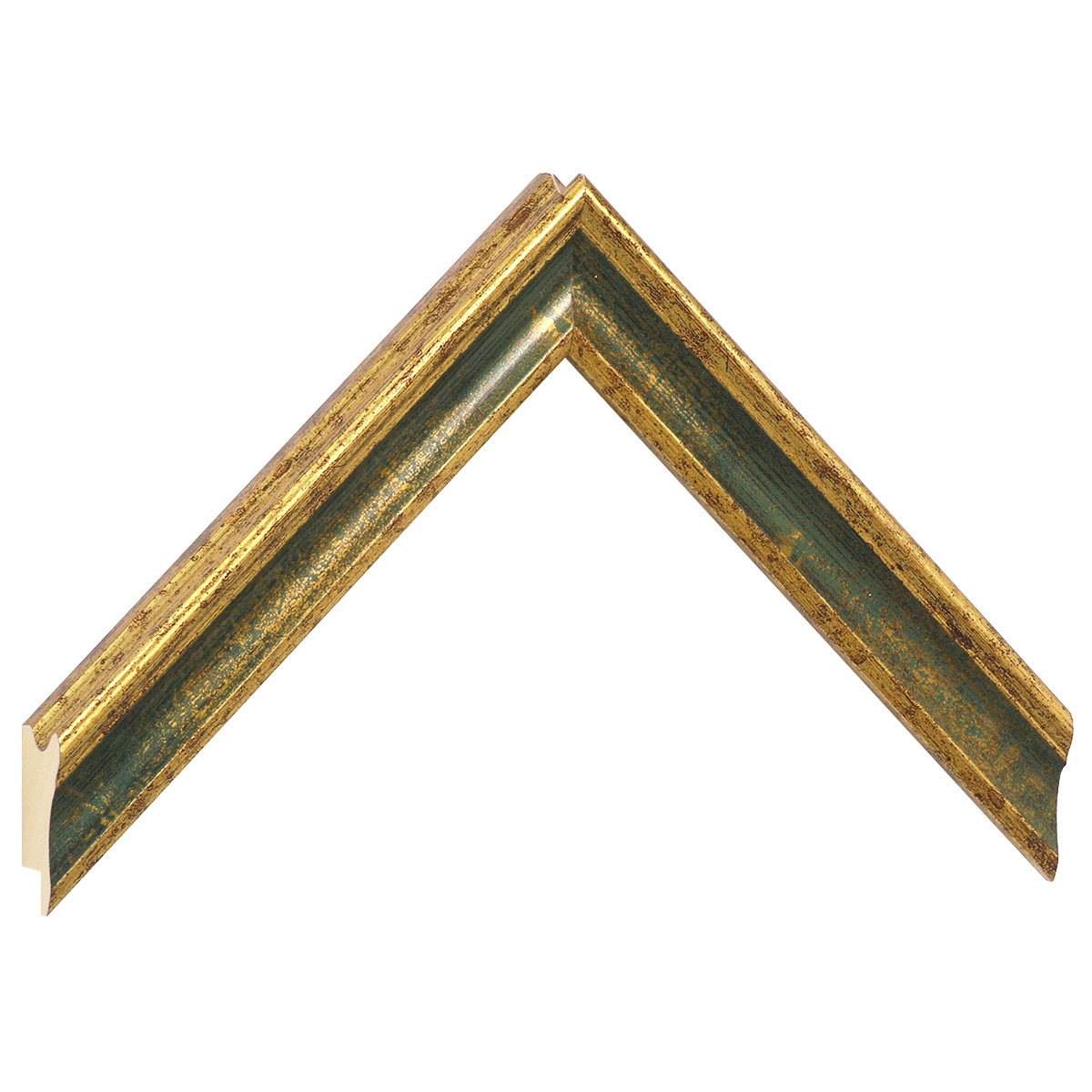 Asta pino giuntato - Larghezza 25mm Altezza 23 - Oro con gola verde - Campione