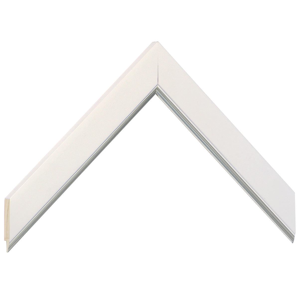 Asta pino giuntato - Larghezza 25mm Altezza 11 - Bianco, filo argento - Campione