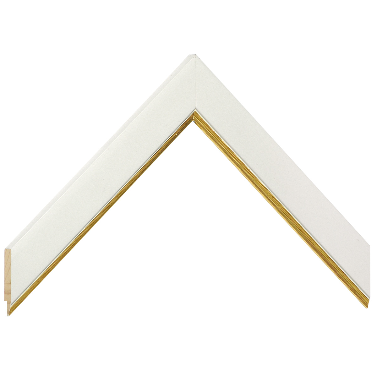 Asta pino giuntato - Larghezza 25mm Altezza 11 - Bianco, filo oro - Campione